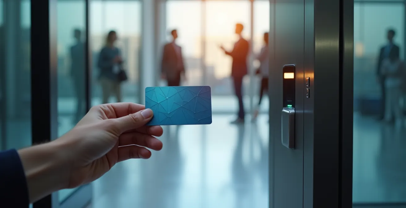 Métaphore visuelle de la gestion des temps et du badgeage en entreprise